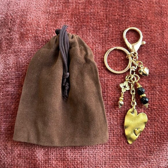 GOLD HEART Bag Charm Dangle Beads - Picture 1 of 7